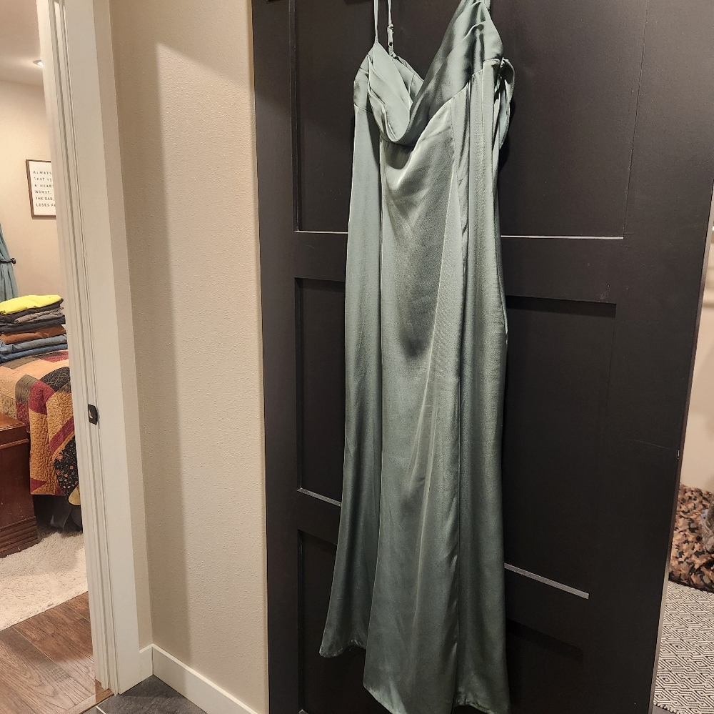 Azazie eucalyptus bridesmaid dress